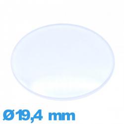 Verre légèrement bombé de montre en plexiglas Circulaire 19,4 mm