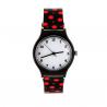 Montre pop noir à pois rouges