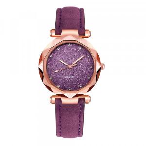 Jolie Montre Femme pas chère Cadran à Paillettes Violet