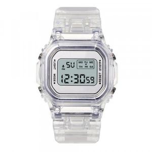 Montre Sport LCD Transparente pas chère cadran blanc