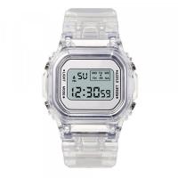 Montre Sport LCD Transparente pas chère cadran blanc