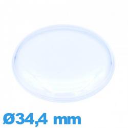 Verre haut bombé avec pas de montre Plastique Circulaire 34,4 mm