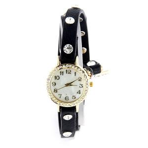 Montre tendance cuir noir croix