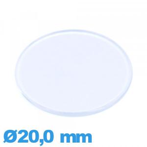 Verre plat et fin Circulaire Plastique 20,0 mm pour montre