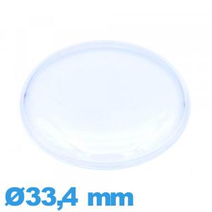 Verre Plastique Circulaire pour montre 33,4 mm haut bombé avec pas