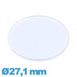 Verre 27,1 mm plat et fin Circulaire montre en plexiglas