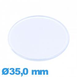 Verre plat et fin 35,0 mm montre Circulaire en acrylique