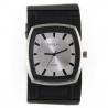 Montre luxe homme bracelet noir boîtier argenté