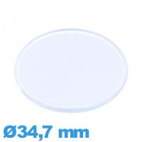 Verre 34,7 mm plat et fin Circulaire montre en Plastique