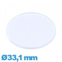 Verre Plastique Circulaire plat et fin 33,1 mm montre