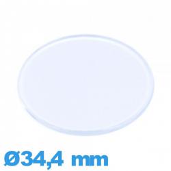 Verre plat et fin de montre Plastique Circulaire 34,4 mm