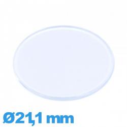 Verre Plastique Circulaire plat et fin 21,1 mm montre