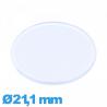 Verre Plastique Circulaire plat et fin 21,1 mm montre
