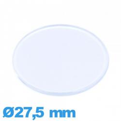Verre plat et fin Circulaire en acrylique 27,5 mm de montre