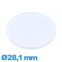 Verre plat et fin montre en plexiglas Circulaire 28,1 mm