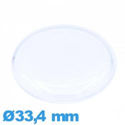 Verre 33,4 mm cambrure prononcée pour montre acrylique Circulaire