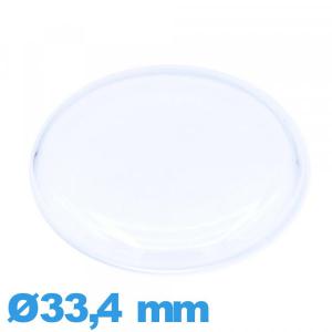 Verre 33,4 mm cambrure prononcée pour montre acrylique Circulaire