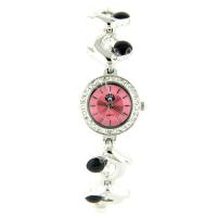 Montre métal femme pas chère argent et rose forme dauphin