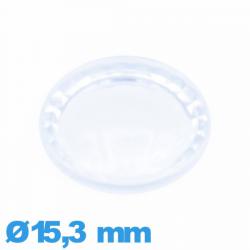 Verre 15,3 mm à facettes saphir pour montre Plastique Circulaire