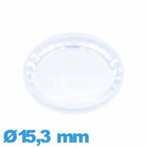 Verre 15,3 mm à facettes saphir pour montre Plastique Circulaire