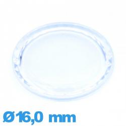 Verre de montre acrylique 16,0 mm à facettes saphir Circulaire