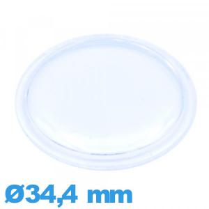 Verre montre 34,4 mm en acrylique Circulaire à lèvres