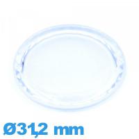 Verre en Plastique Circulaire montre 31,2 mm à facettes saphir