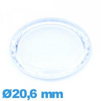 Verre Plastique à facettes saphir pour montre Circulaire 20,6 mm