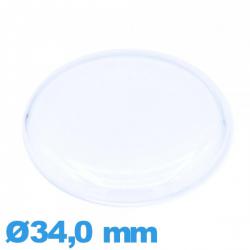 Verre Plastique cambrure prononcée montre Circulaire 34,0 mm