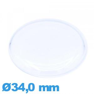 Verre Plastique cambrure prononcée montre Circulaire 34,0 mm