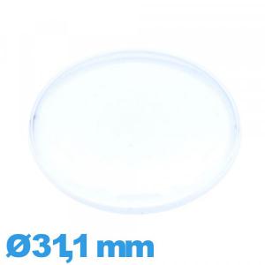 Verre Circulaire 31,1 mm montre en Plastique grand dôme