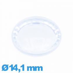 Verre à facettes saphir Circulaire Plastique 14,1 mm montre