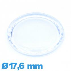 Verre pour montre plexiglas 17,6 mm à facettes saphir Circulaire