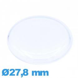 Verre pour montre 27,8 mm en Plastique Circulaire cambrure prononcée