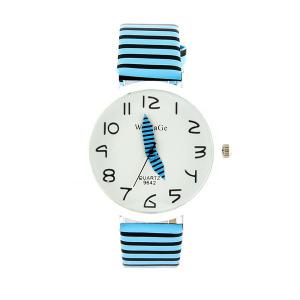 Montre Womage rayée noir et bleu