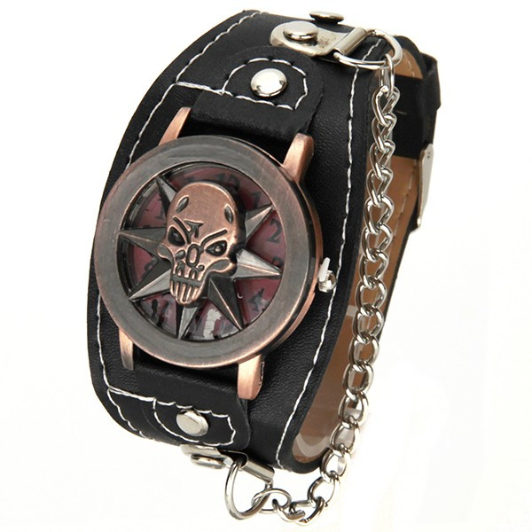 Bracelet Tête De Mort Style Biker - Inox Noir 25 Cm - Modèle 054 Myringshop - Neuf Sans Boîte
