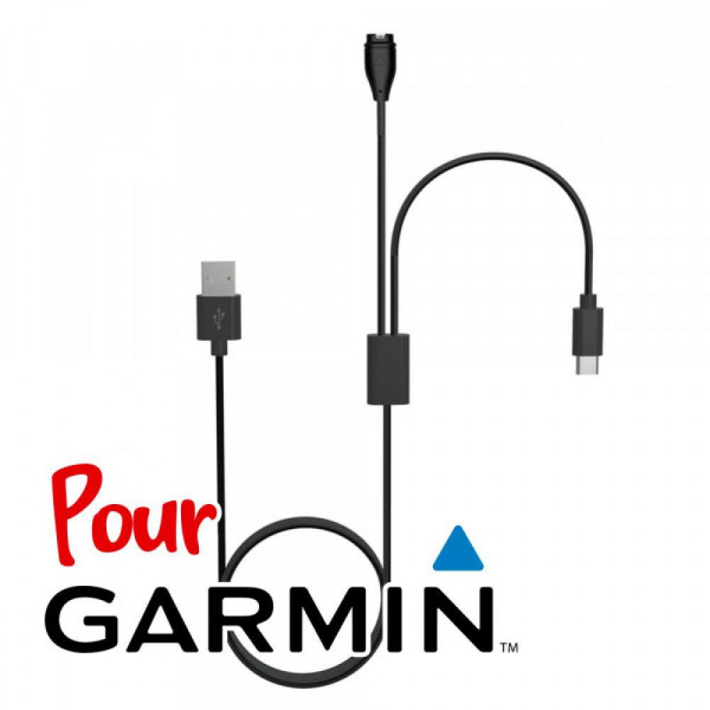 Câble De Charge 2-en-1 USB-C Pour Montres Garmin - 1 M - Nylon Tressé - Compatible Fenix, Forerunner, Venu, Etc.
