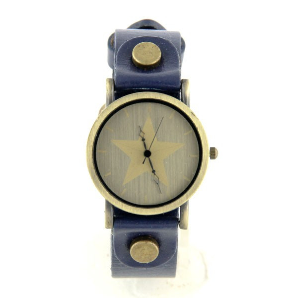 Bracelet Breitling Vintage En Cuir Bleu Et Velours Gris - Pour Montres Des Années 80
