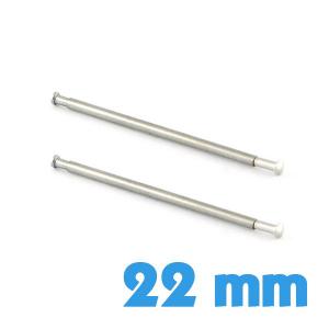 lot de 2 barres avec capuchon 22 mm pour montre et fermoir métal