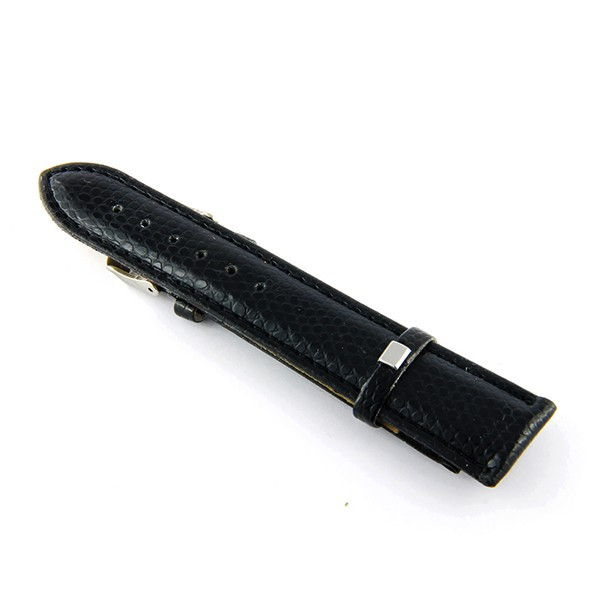 Bracelet De Montre Cuir Noir 20 Mm - Boucle Argentée - Rechange Universelle - Neuf