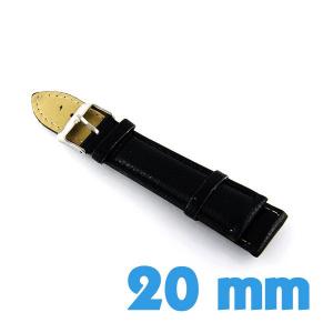 Bracelet de montre cuir noir 20 mm