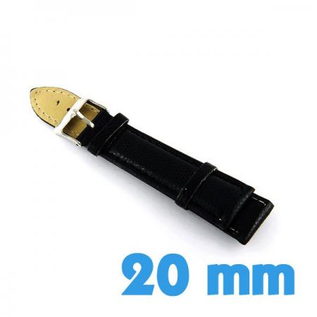 Bracelet Montre En Cuir 20 Mm - Boucle Ardillon - Très Bon état - Livré Avec Pompes Et Outil