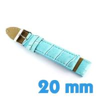 Bracelet montre pas cher cuir bleu 20 mm