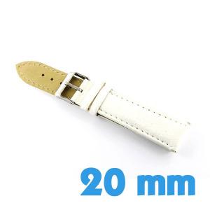 Bracelet cuir blanc 20 mm