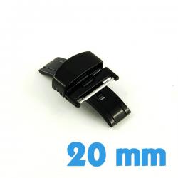 Boucle qualité noire bracelet montre cuir plastique silicone double déployante