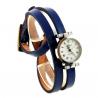 Montre femme bracelet long cuir bleu