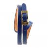 Montre femme bracelet long cuir bleu