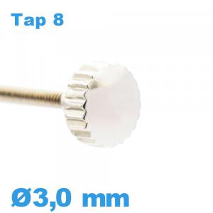 Couronne de Remontoir Montre tube long TAP 8 - argenté / 3,0 mm