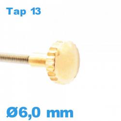 Couronne de montre tube long TAP 13 - Doré / 6,0mm
