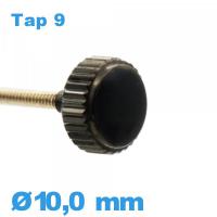 Couronne de montre tube long / 10,0mm - Noir TAP 9 - Résistant à l'eau